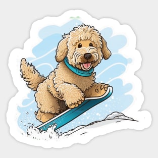 Feel Good Fashion: Snowboarding Labradoodle Sticker